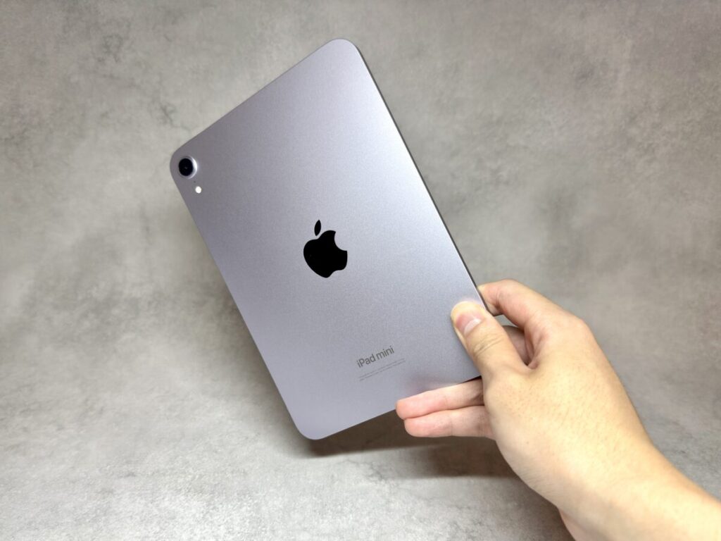 購入したiPad miniを手に持つ